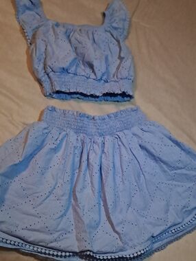 Light Blue Eyelet Two-Piece Womens SMALL Dress Set